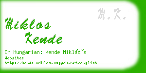 miklos kende business card